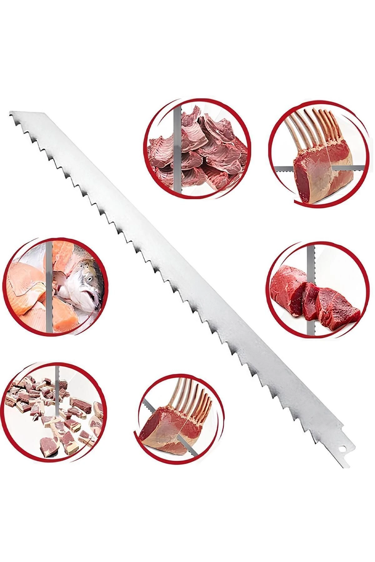 5 Adet Tilki Kuyruğu Kılıç Et Kemik Kesme Testeresi Paslanmaz Çelik Bıçak Bıçağı Ağzı Ucu 30 cm