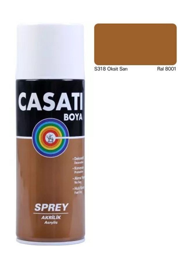 Akrilik Sprey Boya Ca318 Oksit Sarı Ral 8001 400 Ml
