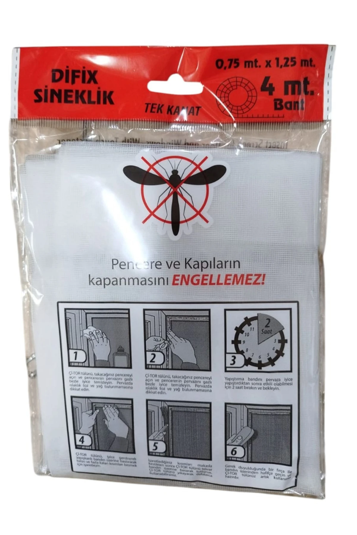 75 X 125 Cm Yapışkanlı Sineklik Tek Kanat Yapıştırma Bantlı Kapı Pencerelerin Kapanması Engellemez
