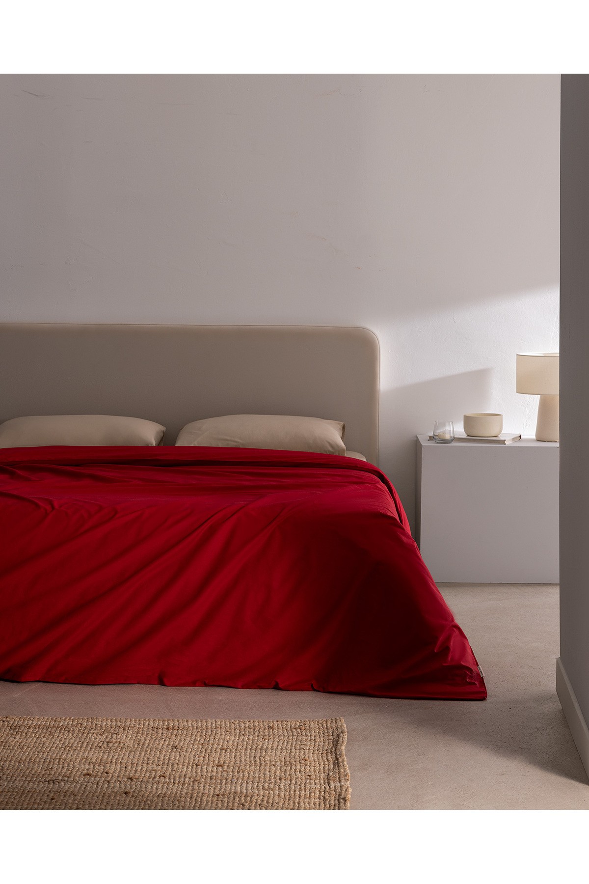 Manon King Size %100 Pamuk Ranforce Düz Nevresim - Kırmızı