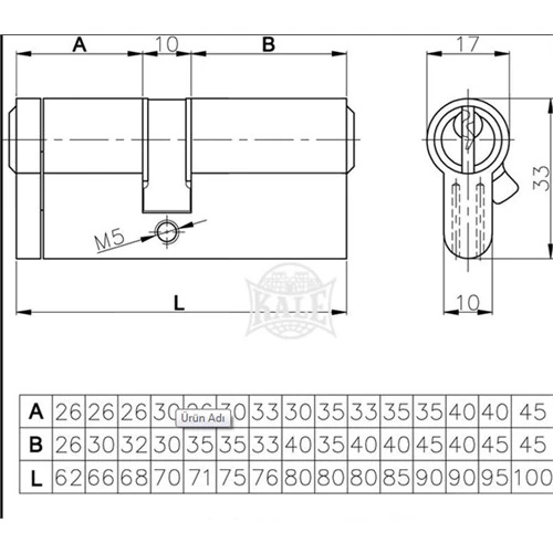 Kale Tuzaklı Sistem Çelik Pimli Silindir Sarı 68Mm Silindir 26+10+32