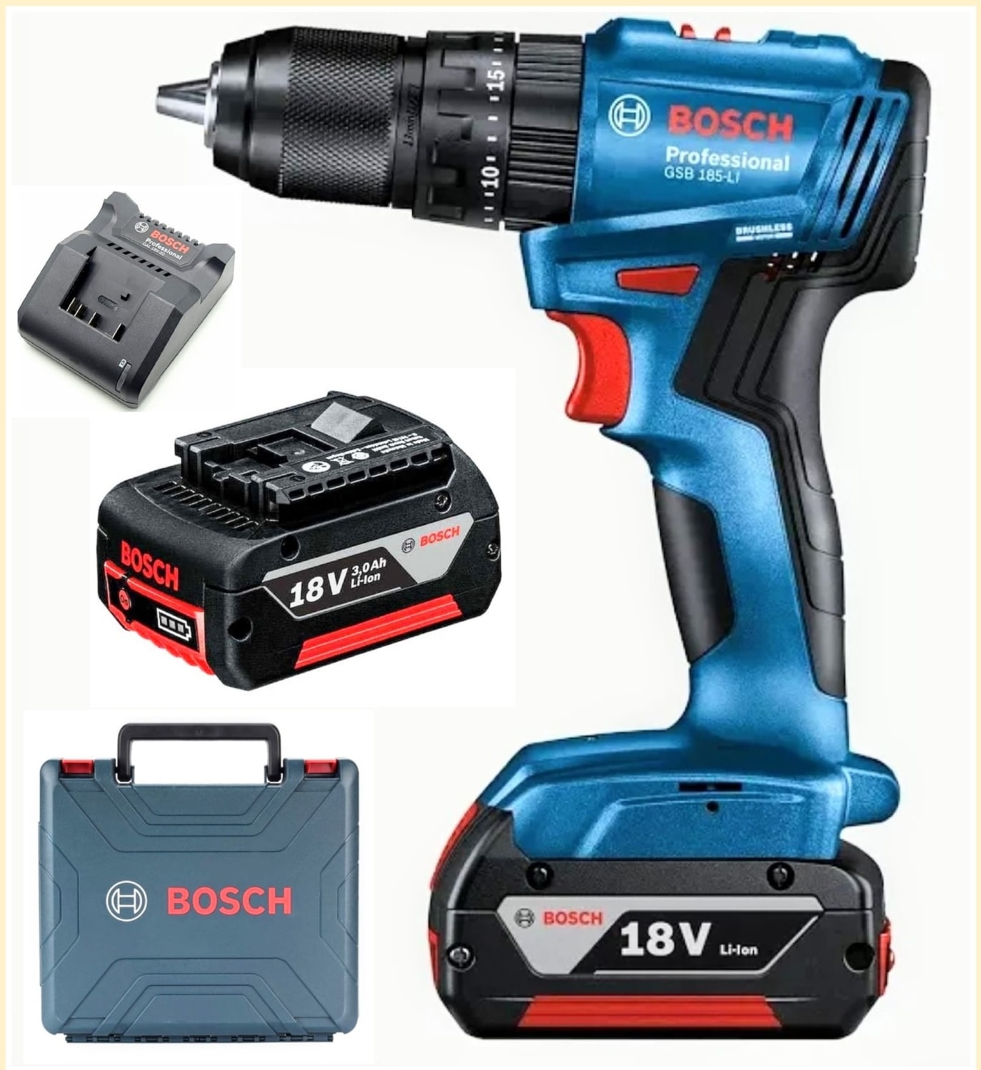 BOSCH Gsb 185 Li Darbeli 3 Ah 2 Adet Bataryalı Akülü Vidalama