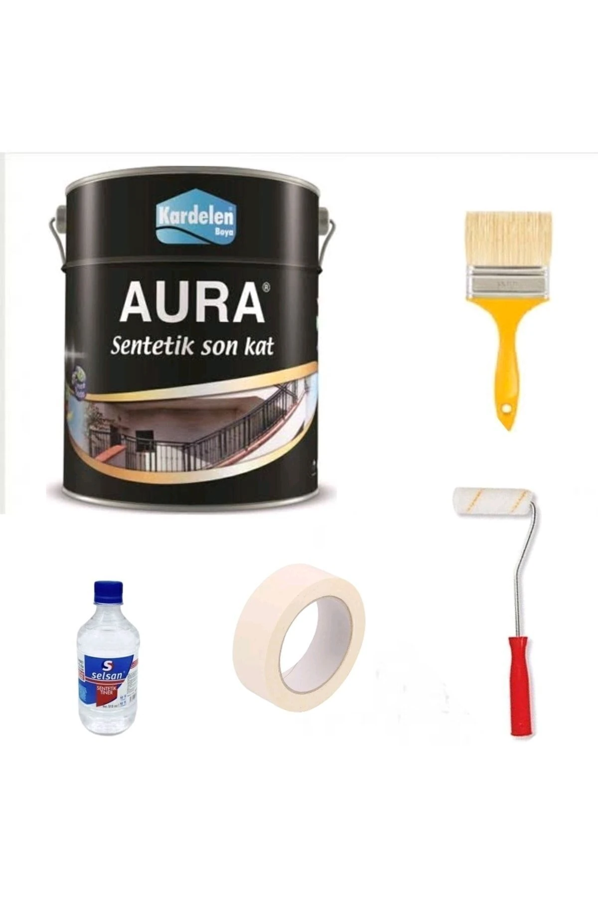 Kardelen Sentetik Yağlı (AHŞAP-DEMİR-METAL) Boya Seti Siyah