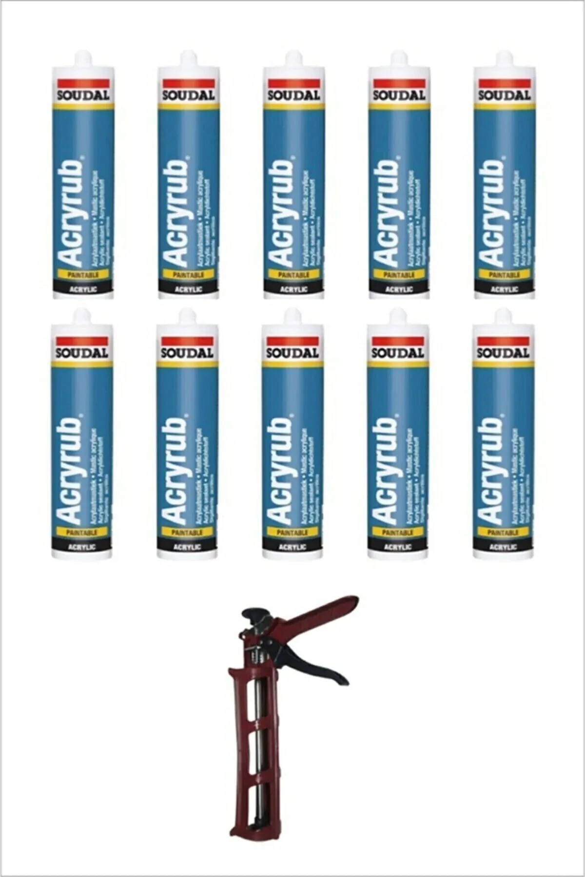 SOUDALSİLİKONİZE MASTİK BEYAZ 10 ADET+SİLİKON TABANCASI