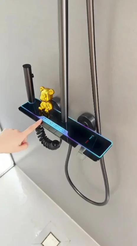 Slim Model Antrasit Gri Piyano Çok Fonksiyonlu Yağmurlama Tepe Duş Seti (Banyo Bataryası Dahil)