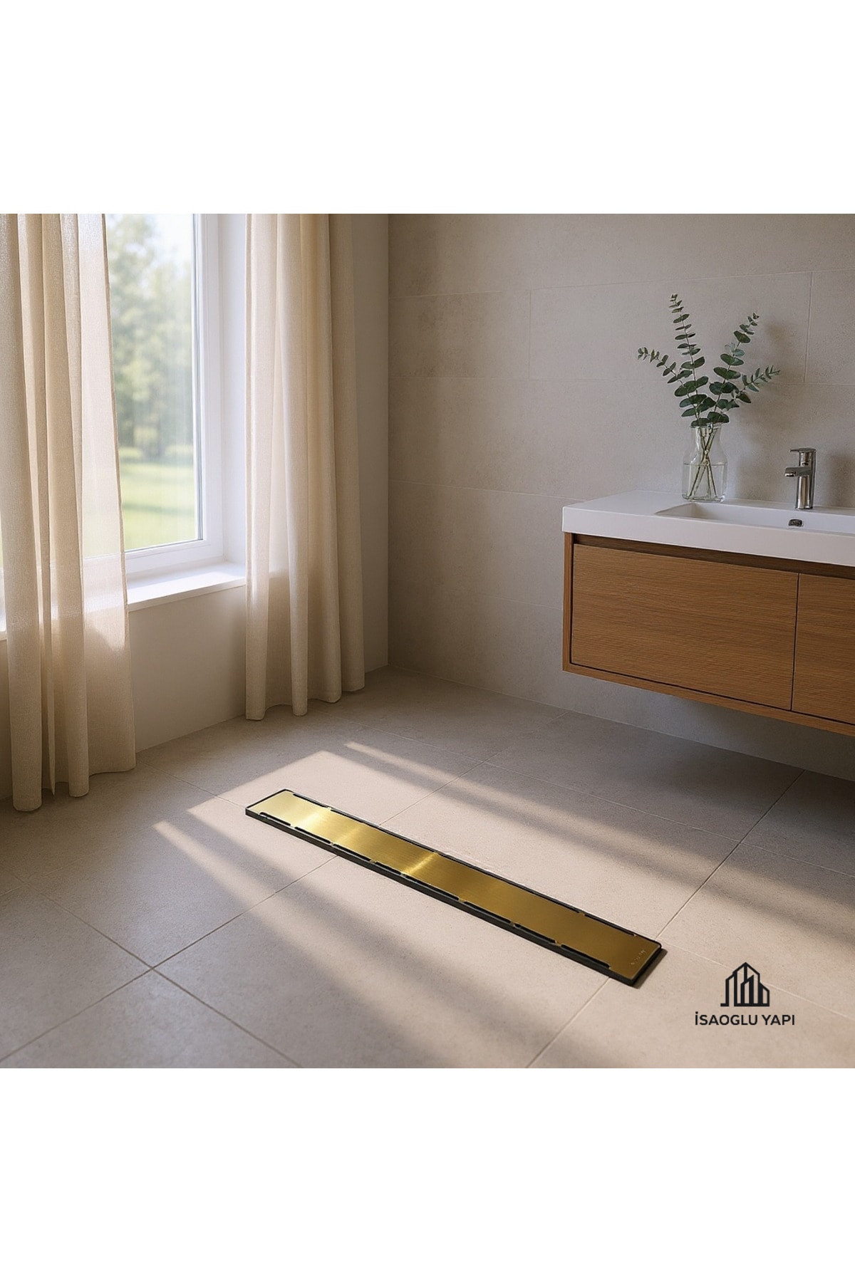 Mat Gold Duş Kanalı Duş Süzgeci Gold 40 Cm Paslanmaz Çelik Duş Gideri