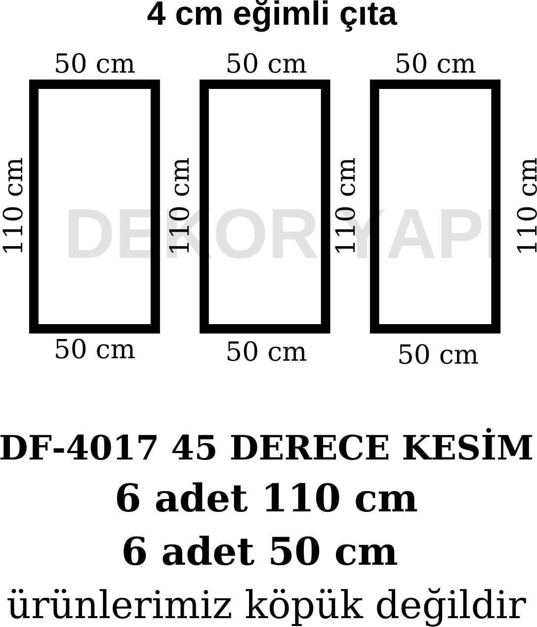 Dekoratif Boyanabilir 4 cm Eğimli Duvar Çıtası 3 Çerçeve Hazır Kesimli Paket
