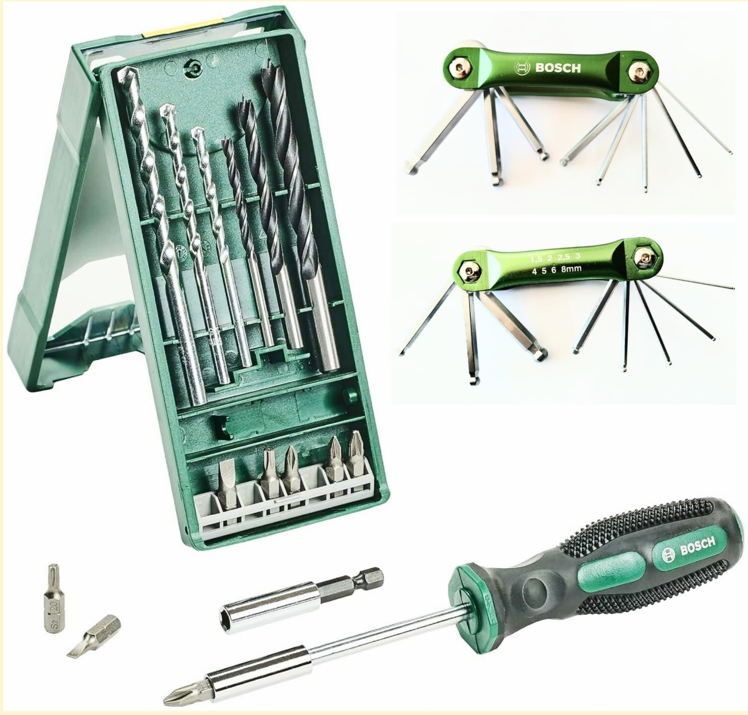 BOSCH Ixo 7 Akülü Mini Vidalama , X-Line 15 Parça Mini Aksesuar Seti ,allen Set, Tornavida ve Metre