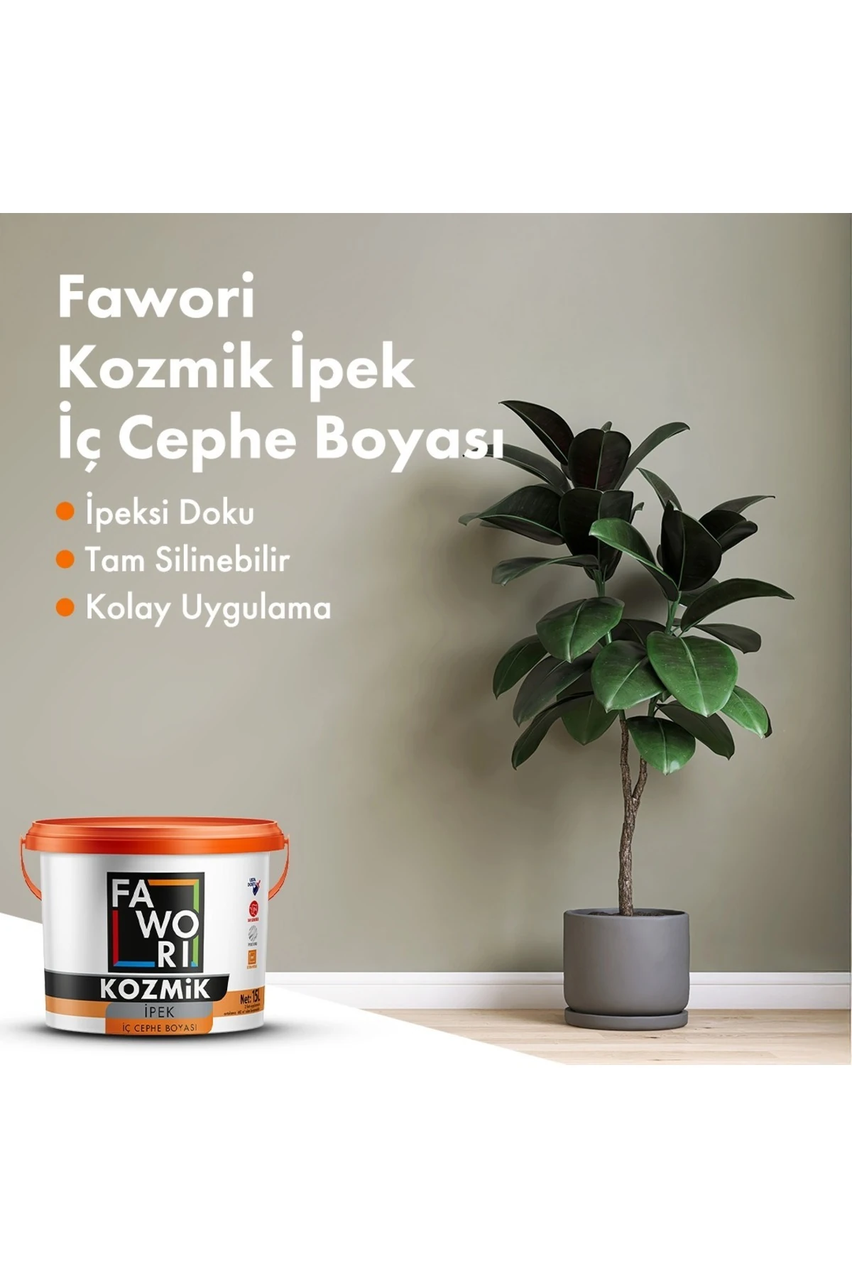 Kozmik İpek Tam Silinebilir-Silikonlu İpeksi Mat İç Cephe Boyası 2.5lt-Sınırsız Renk