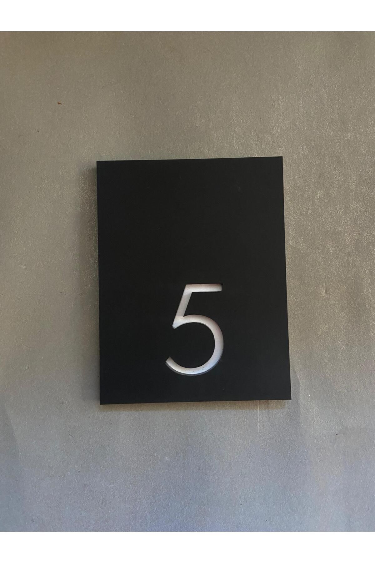 Siyah Mat Kapı Numarası Apartman, Otel, Apart Kendinden Yapışkanlı Uzun Ömürlü 12x8 Cm