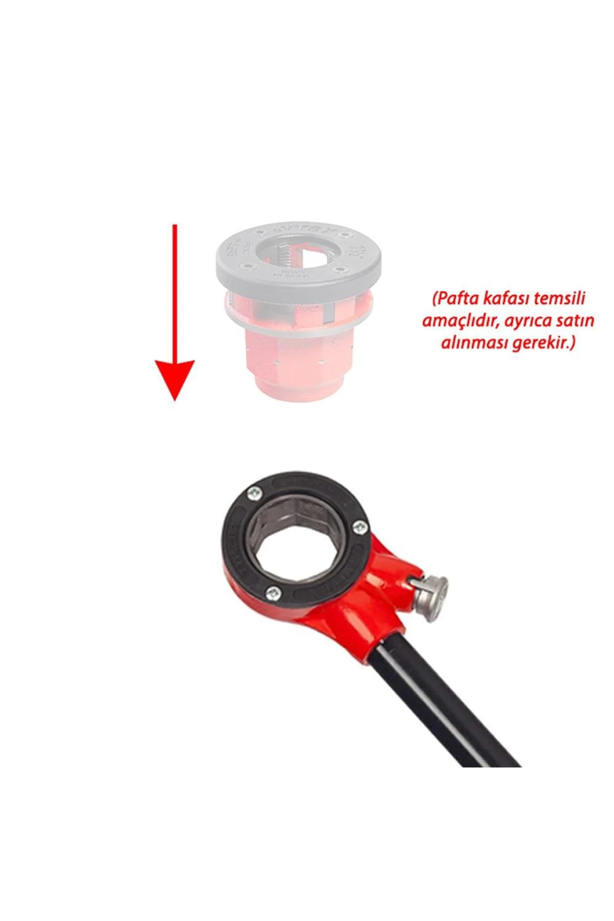 Manuel Diş Açma Pafta Kafası Tutucu 11/4" Boru Yedek Kolu Uzun Sap Çek Çevir Bırak Sağa Sola Dönerli