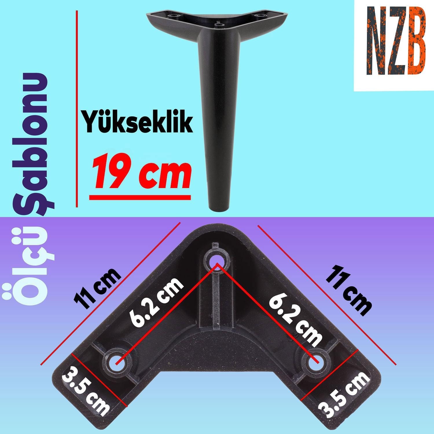 Lüks Mobilya Kanepe Sehpa Tv Ünitesi Koltuk Ayağı 19 cm Siyah Baza Ayak