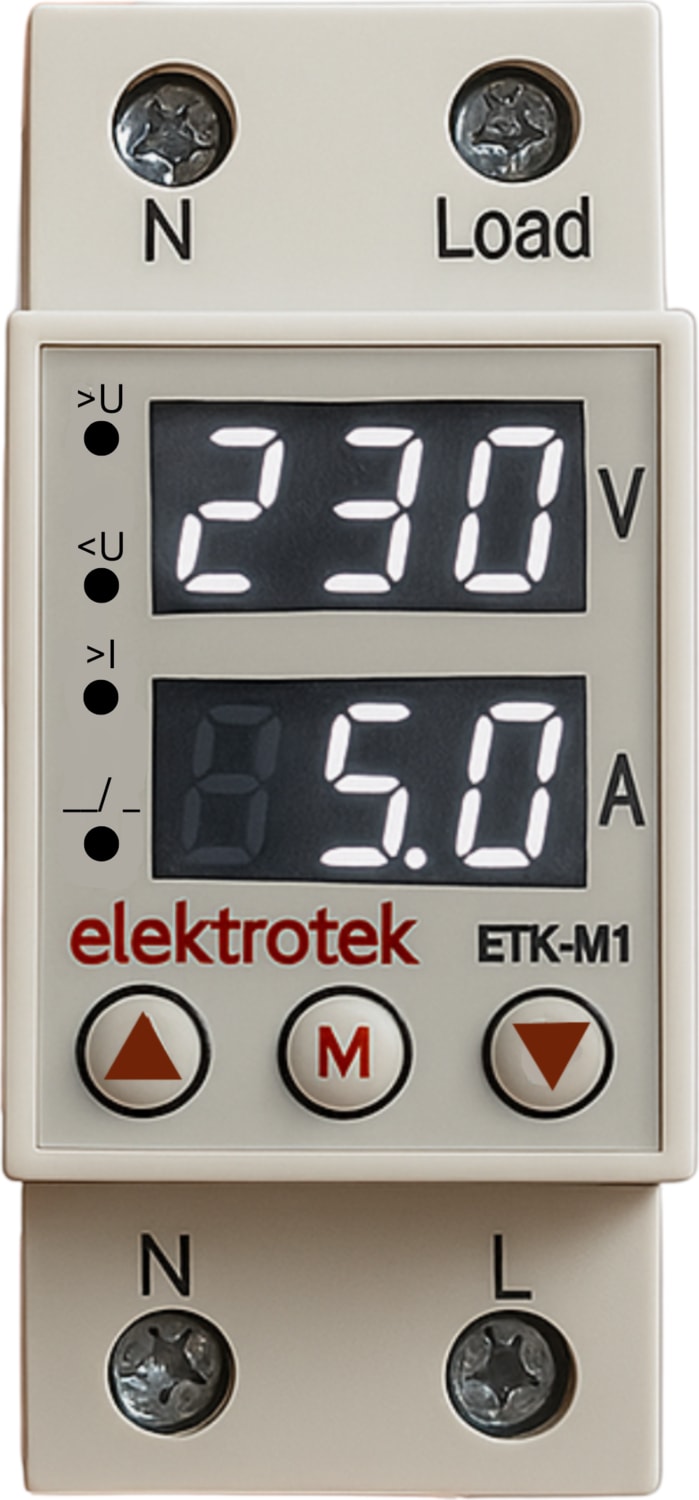 ETK-M1 Monofaze Gerilim ve Akım Koruyucu Röle 63A - CE Sertifikalıdır - 5 Yıl Garantili