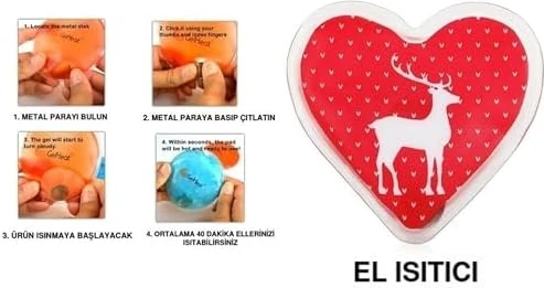 Kalpli Geyikli Cep Sobası,el Isıtıcı,sıcak Su Torbası Pvc 9cm