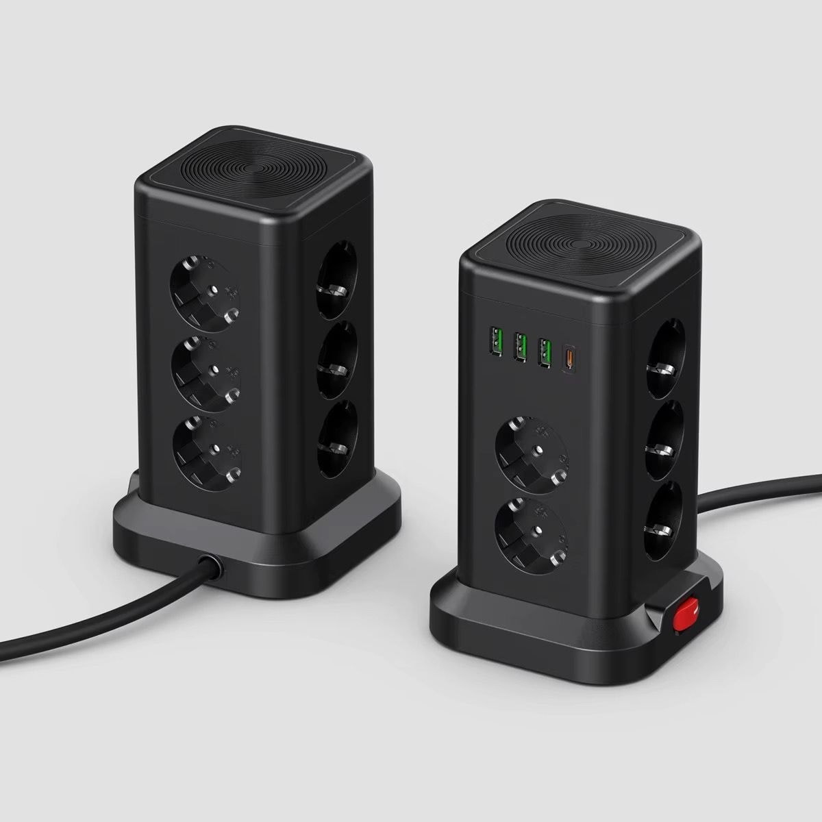 Akım Korumalı Priz Kablosuz Şarj Istasyonu 11X Soket 3x USB 1xtype-C Kablolu Grup Priz Çoğaltıcı
