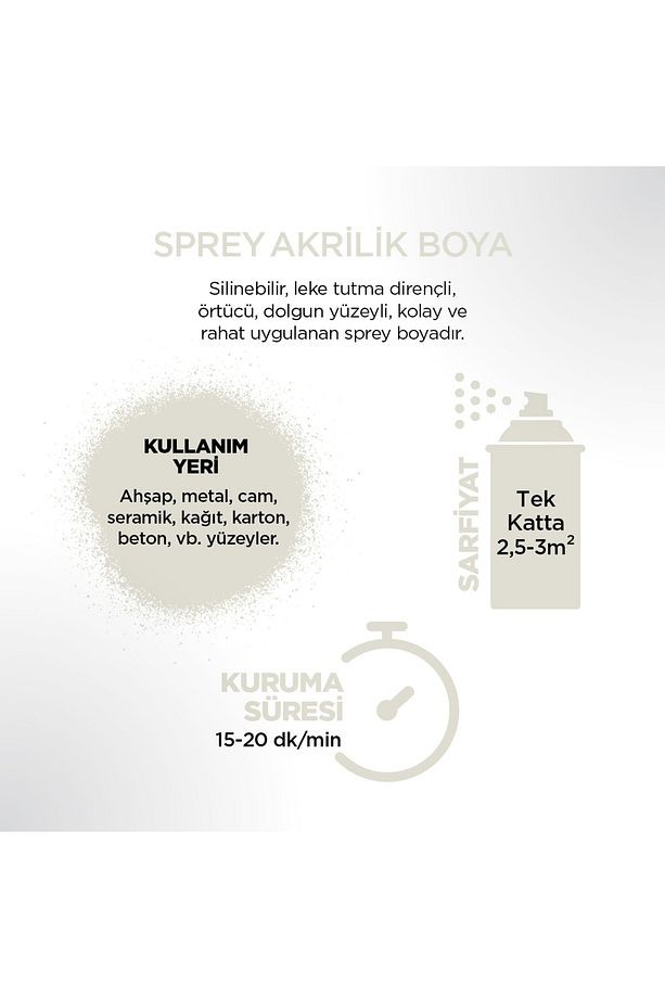Akrilik Kırık Beyaz Sprey Boya 400 ml - RAL 9010
