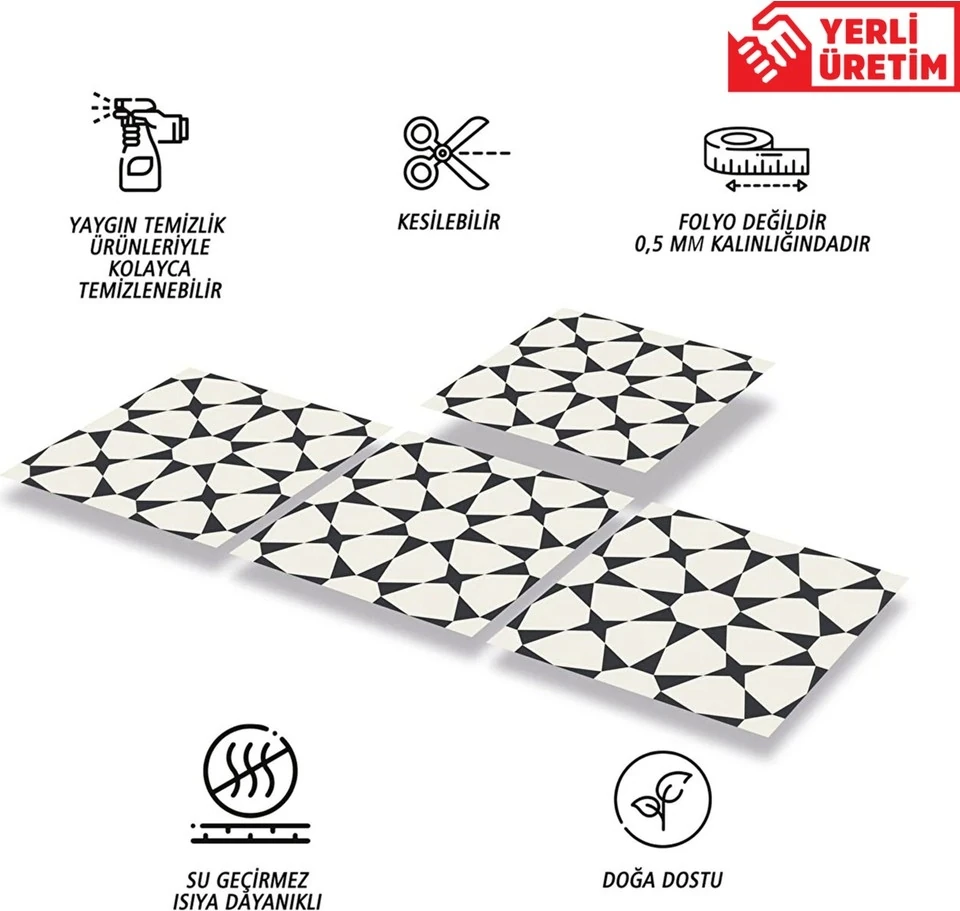 Kendinden Yapışkanlı Yıldızlı Desenli Pvc Karo 30X30 cm (33 Adet) 3m2
