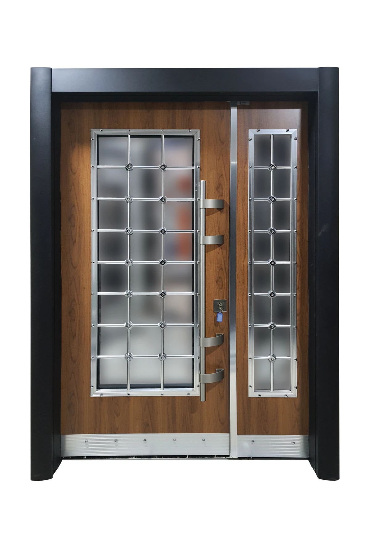 Çelik Kapı Siyah Renk Statik Kasalı Saruhan Renk Ahşahçelik Kapı, Apartman Giriş Kapısı Sol Açılım