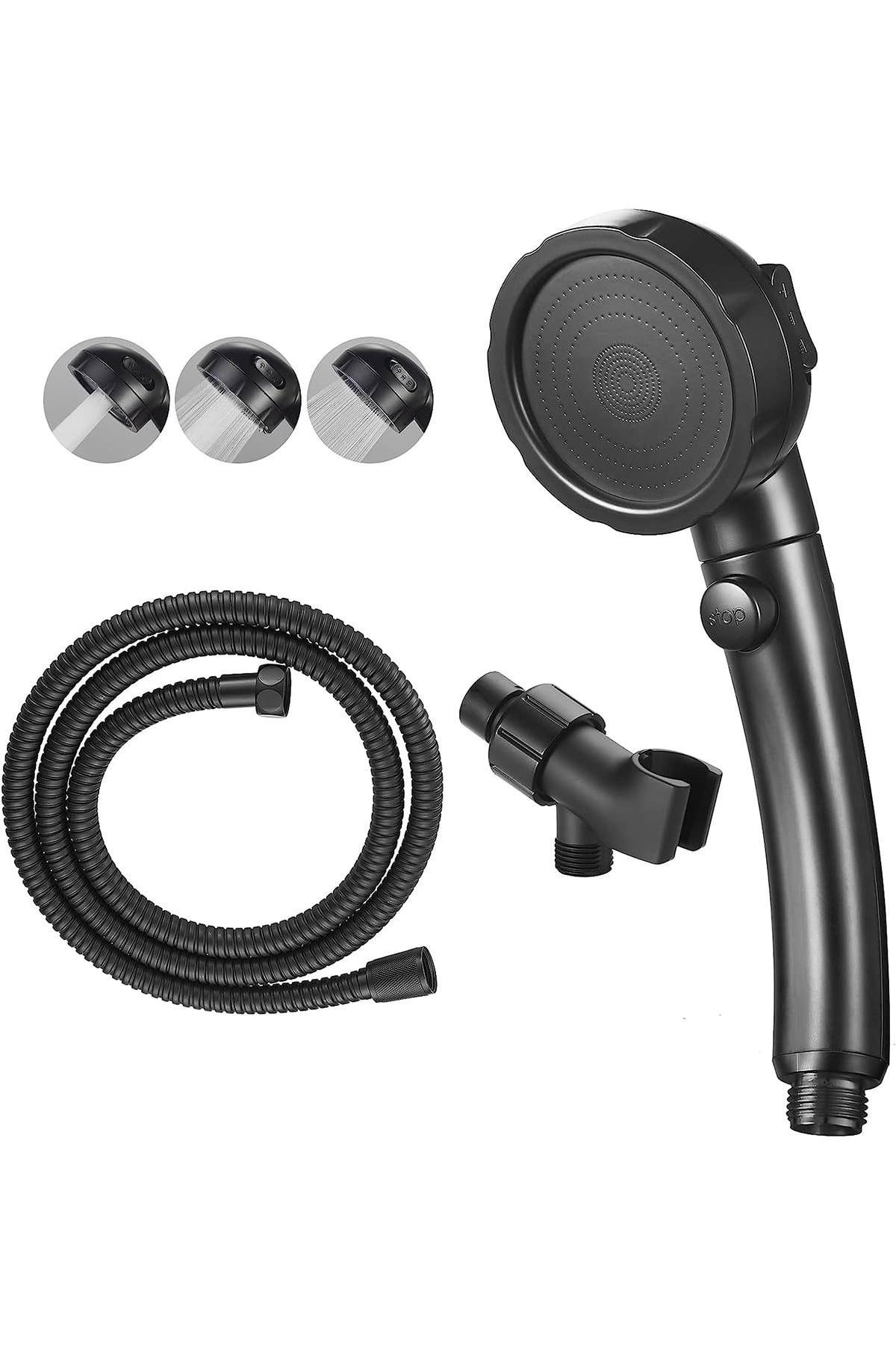 5 Fonksiyonlu Banyo Duş Seti Turbo Pervaneli Tasarruflu Duş Başlığı, Duş Hortumu 150 Cm Ve Mafsal