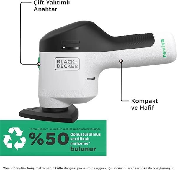 Black + Decker Reviva 12V Şarjlı Zımpara Makinesi