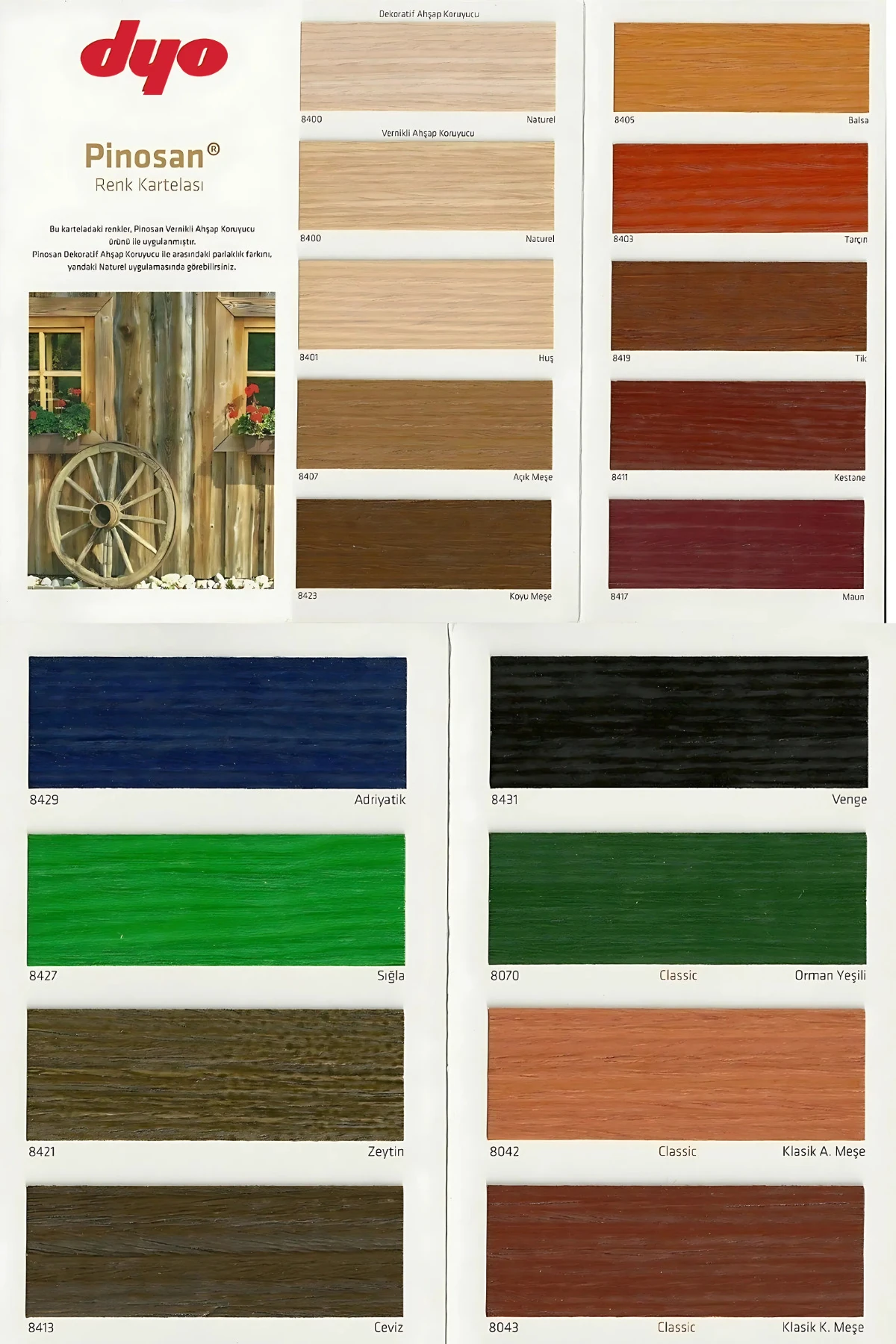 Pinosan Dekoratif Ahşap Verniği Mat - (0,75 Lt - 2,5 Lt) İç & Dış Mekan Kullanımına Uygun