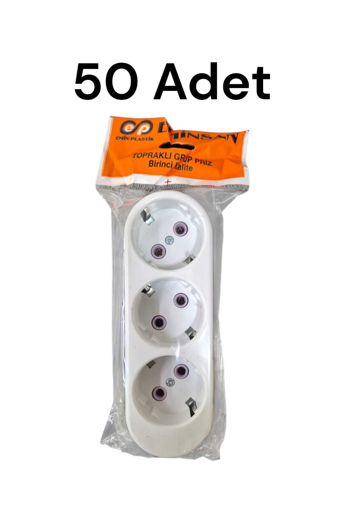 3lü Topraklı Grup Priz Kablosuz Klemensli 50 Adet