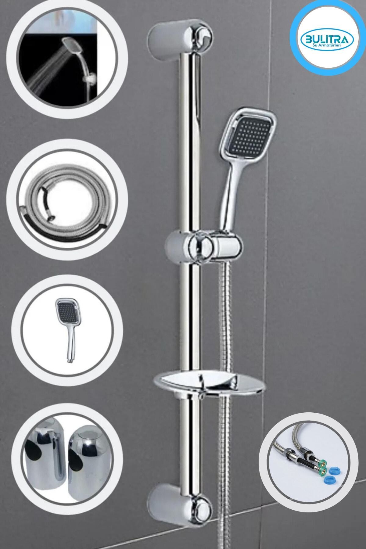 Sürgülü Duş Takımı Seti Duş Hortumu Ve Duş Başlığı Banyo Seti