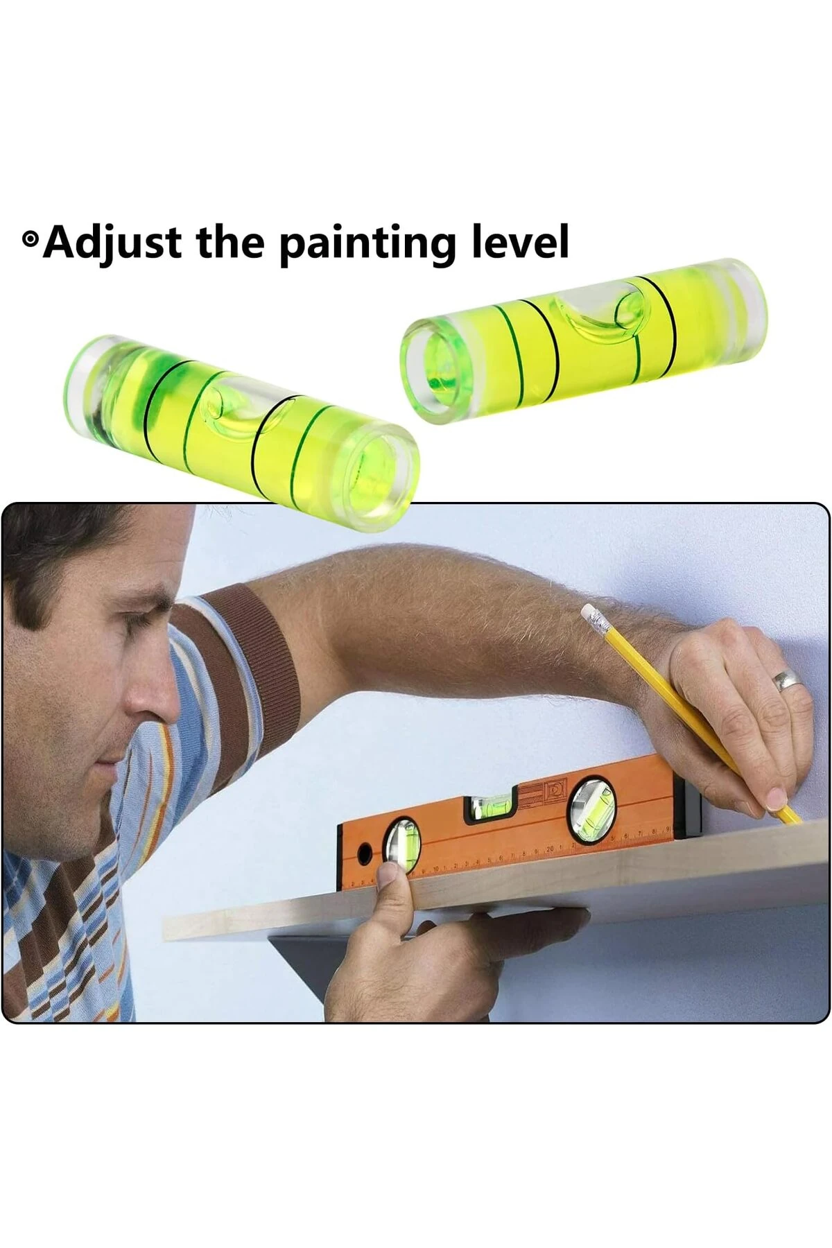 Su Terazisi Kapsülü Su Terazisi Tüpü Yatay Ölçüm (tv Askı Aparatı ) Proje 10 Adet Bubble Level