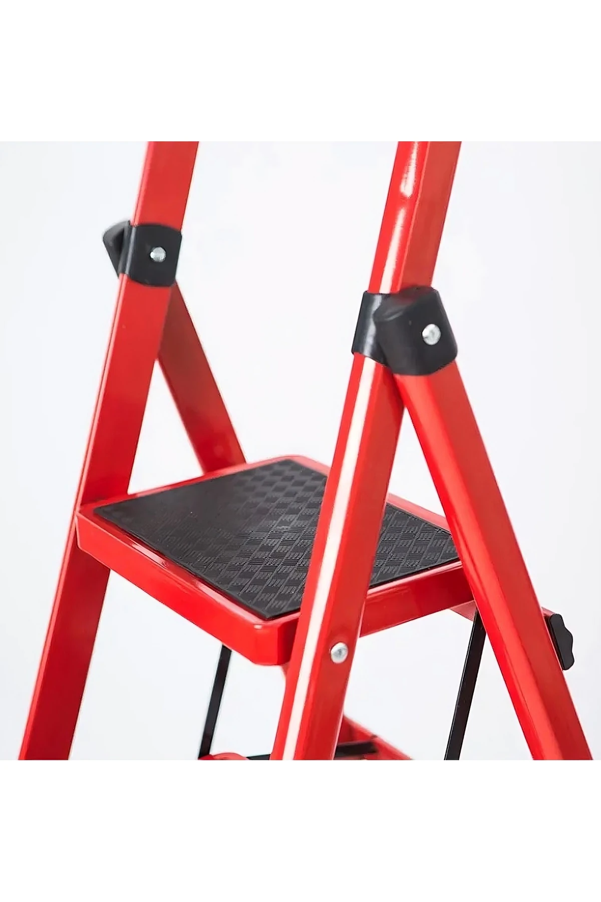 Metal 3 Basamaklı Katlanır Merdiven | Kaymaz Yüzeyli Basamaklı Ev Tipi 150 Kg Taşıma Kapasiteli