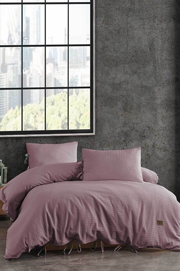 Fitted Nevresim takımı çift kişilik %100 doğal pamuk ranfors 4 parça Cool Gülkurusu