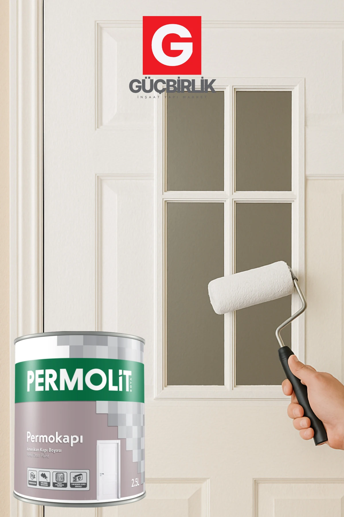 Permokapı Amerikan Panel Kapı Boyası Beyaz | 0,75L - 2,5L