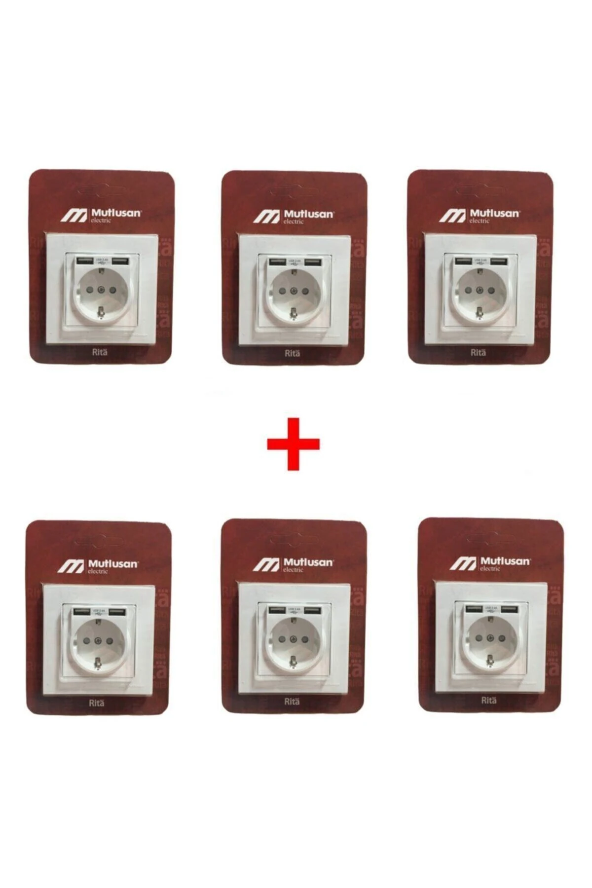 Rita 2'li Usb Ve Topraklı Priz (2.4a Hızlı Şarj+ Çocuk Koruma) (6 Adet )
