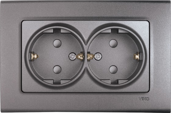 Linnera Life Granit Grisi Topraklı Priz İkili Çerçeveli