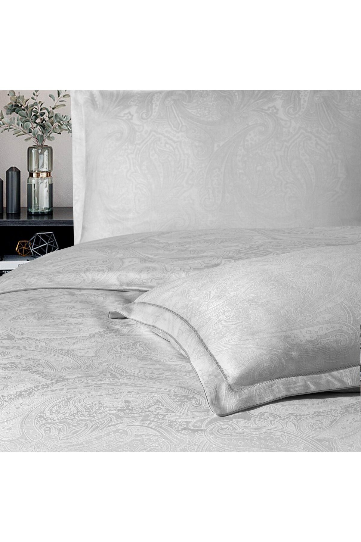 Borendo King Size (Battal Boy) %100 Pamuk Saten "300 TC" Nevresim Takımı Gri