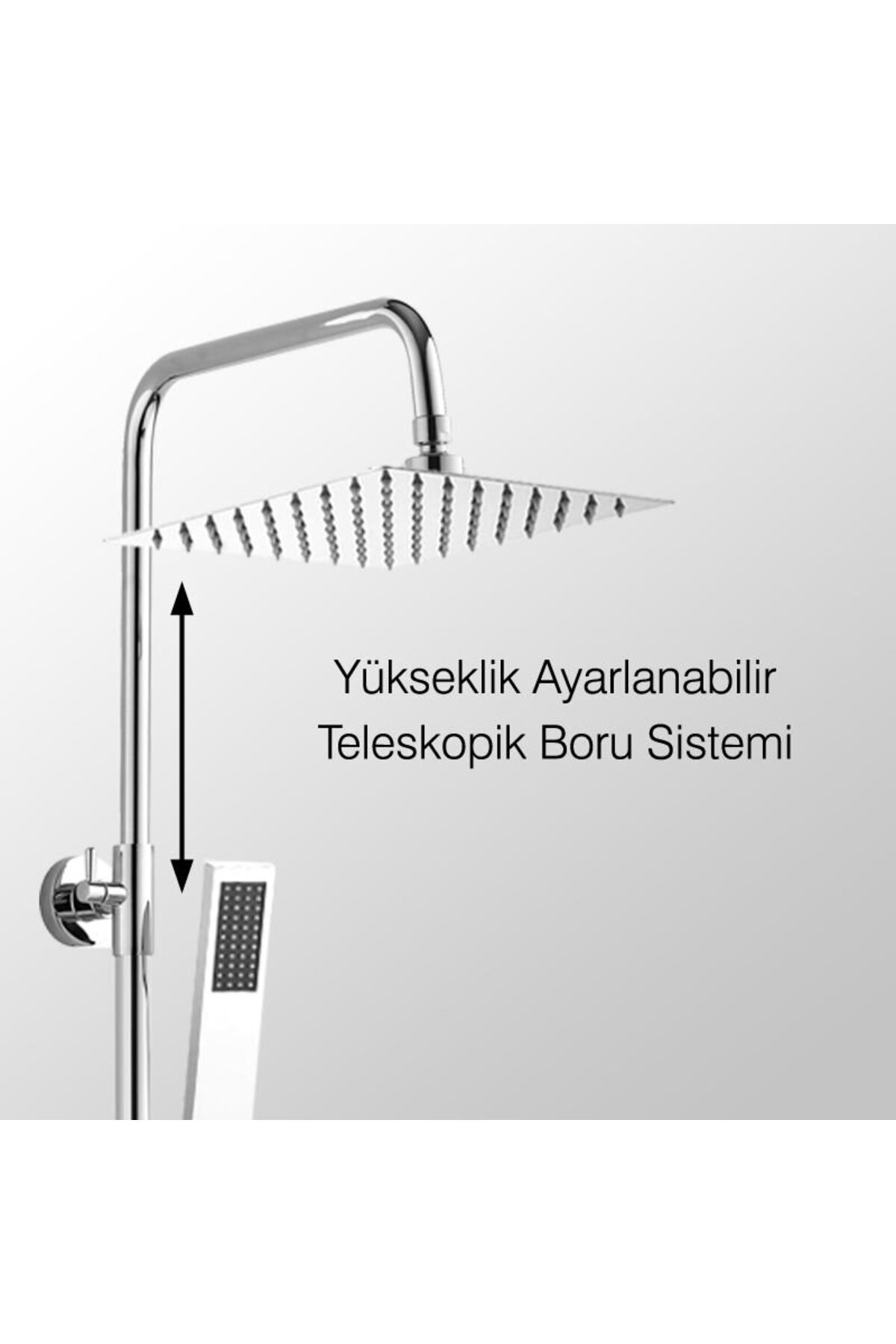 Teleskopik Kolonlu Tepe Duş Seti Robot Duş Pirinç El Başlıklı Kds102-2
