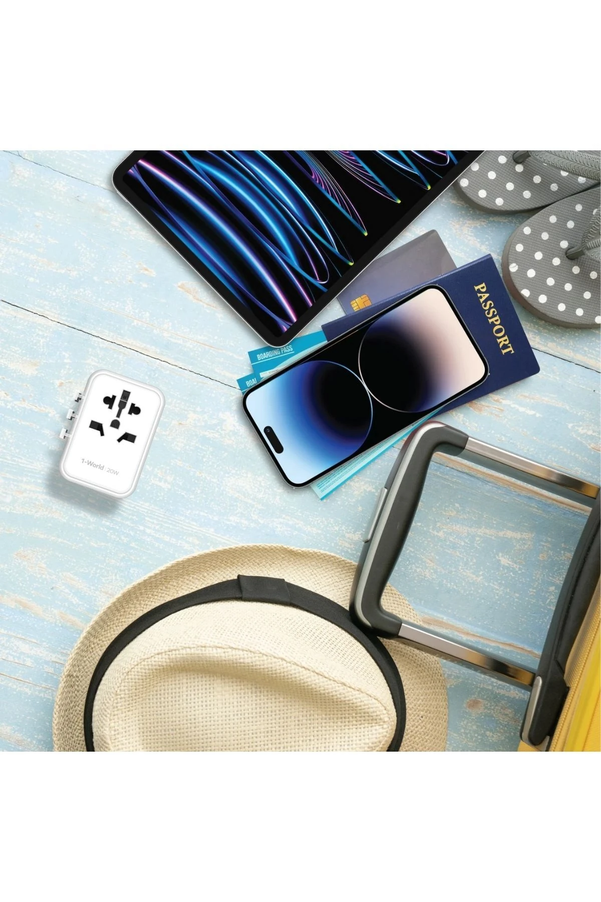 20W 1-World 5-Port AC Seyahat Piriz Dönüştürücü Charger (Beyaz)