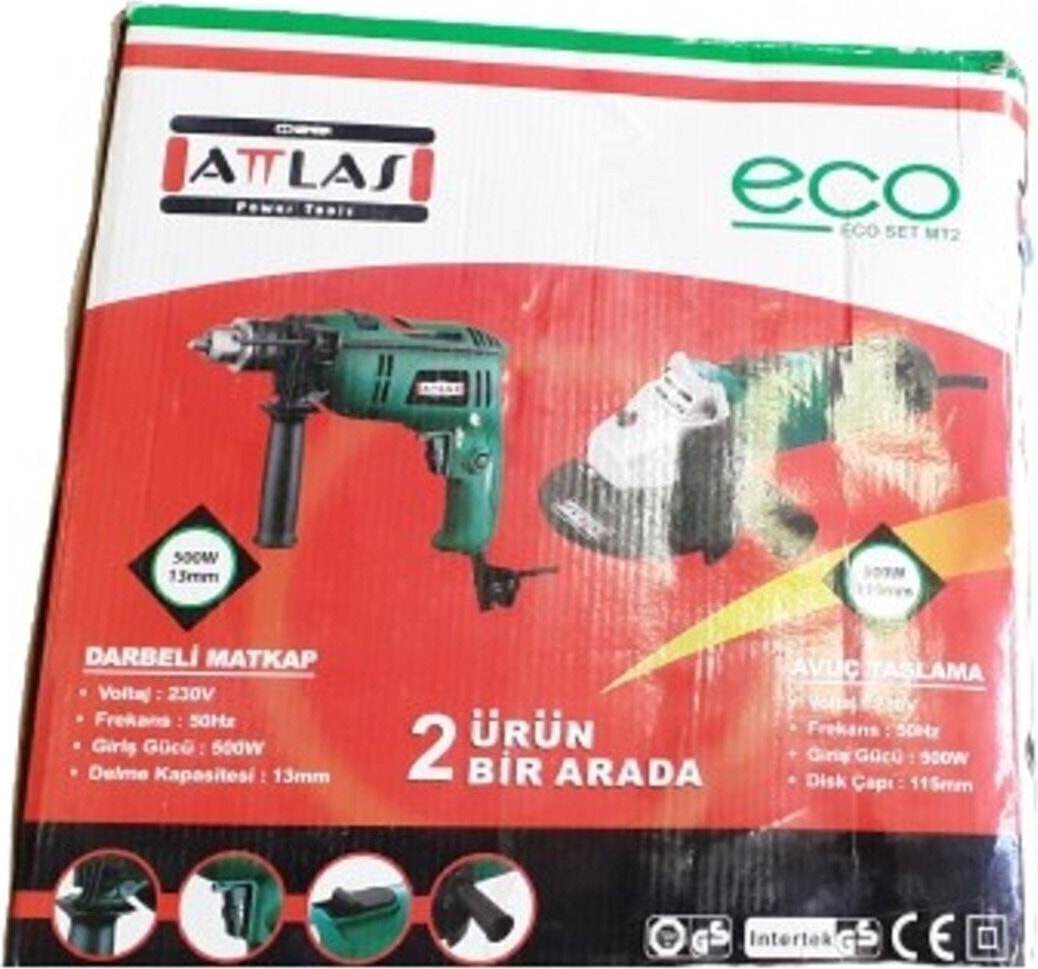 2 Yıl Eco Set Mt2 (Matkap+Taşlama) Eco S 500 500 Watt Kablolu Darbesiz