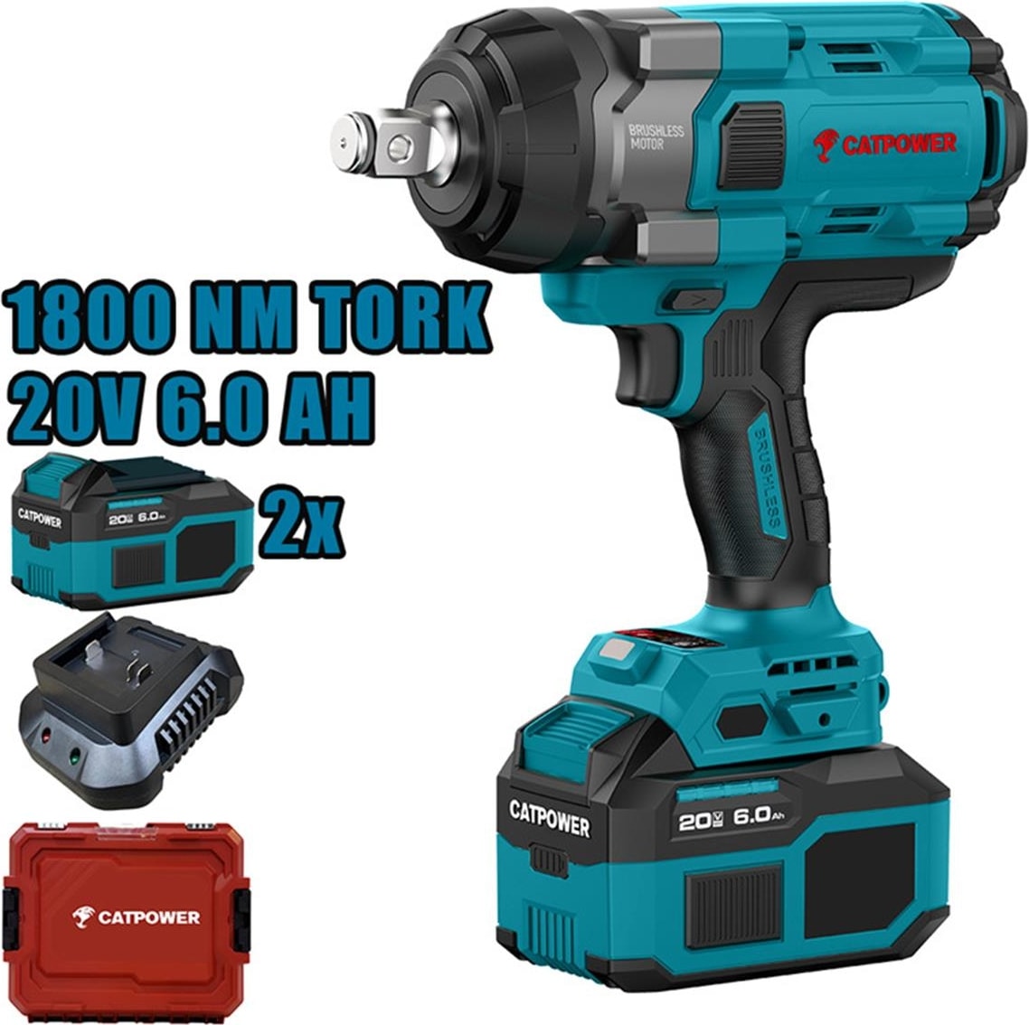 CAT4228 Kömürsüz Akülü Somun Sıkma 3/4'' 1800NM Li-Ion 20V 6.0AH