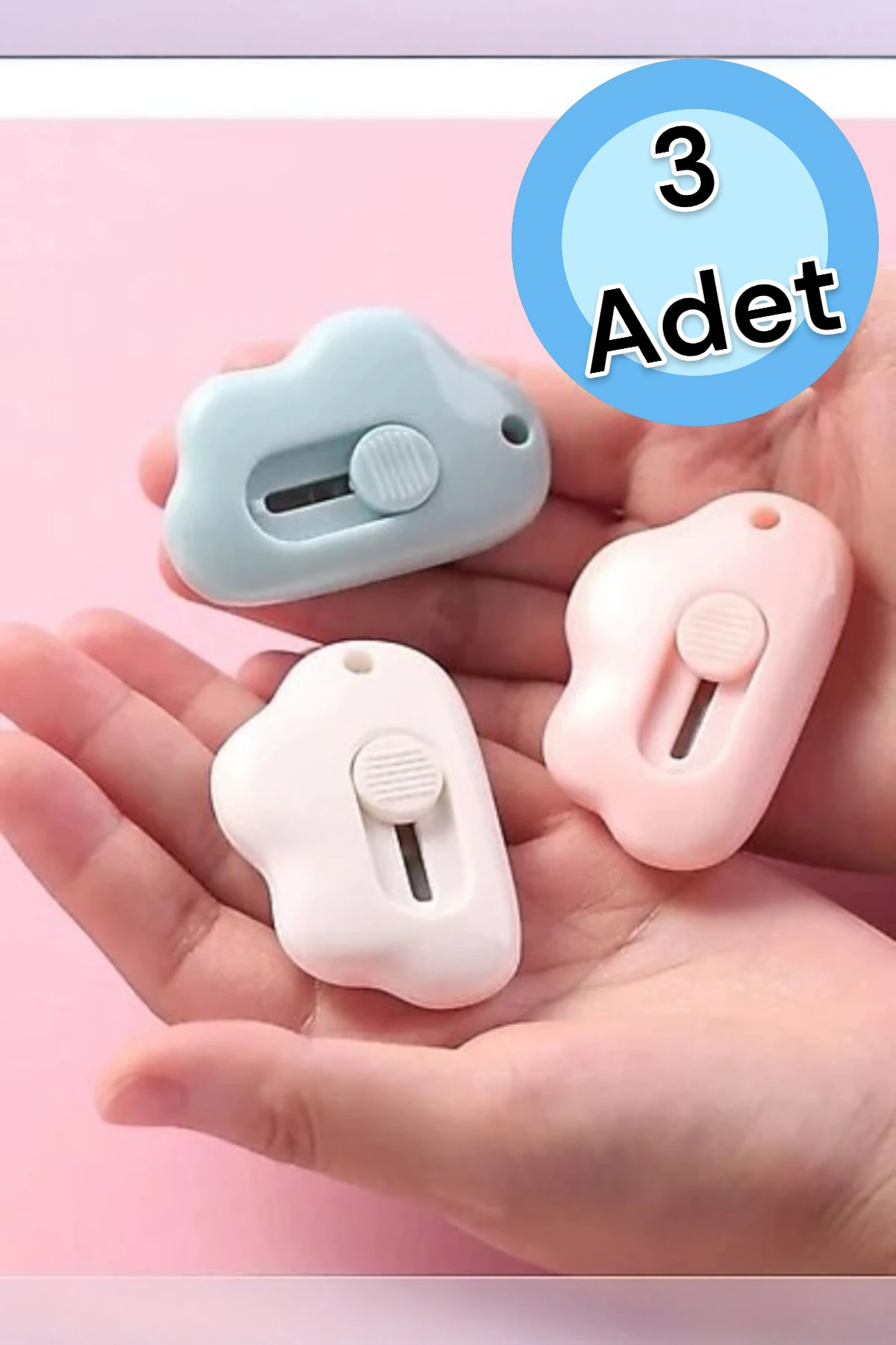 Mini Taşınabilir Çok Amaçlı Maket Kargo Açma Bıçağı Falçata 3'lü Set SHN-1191