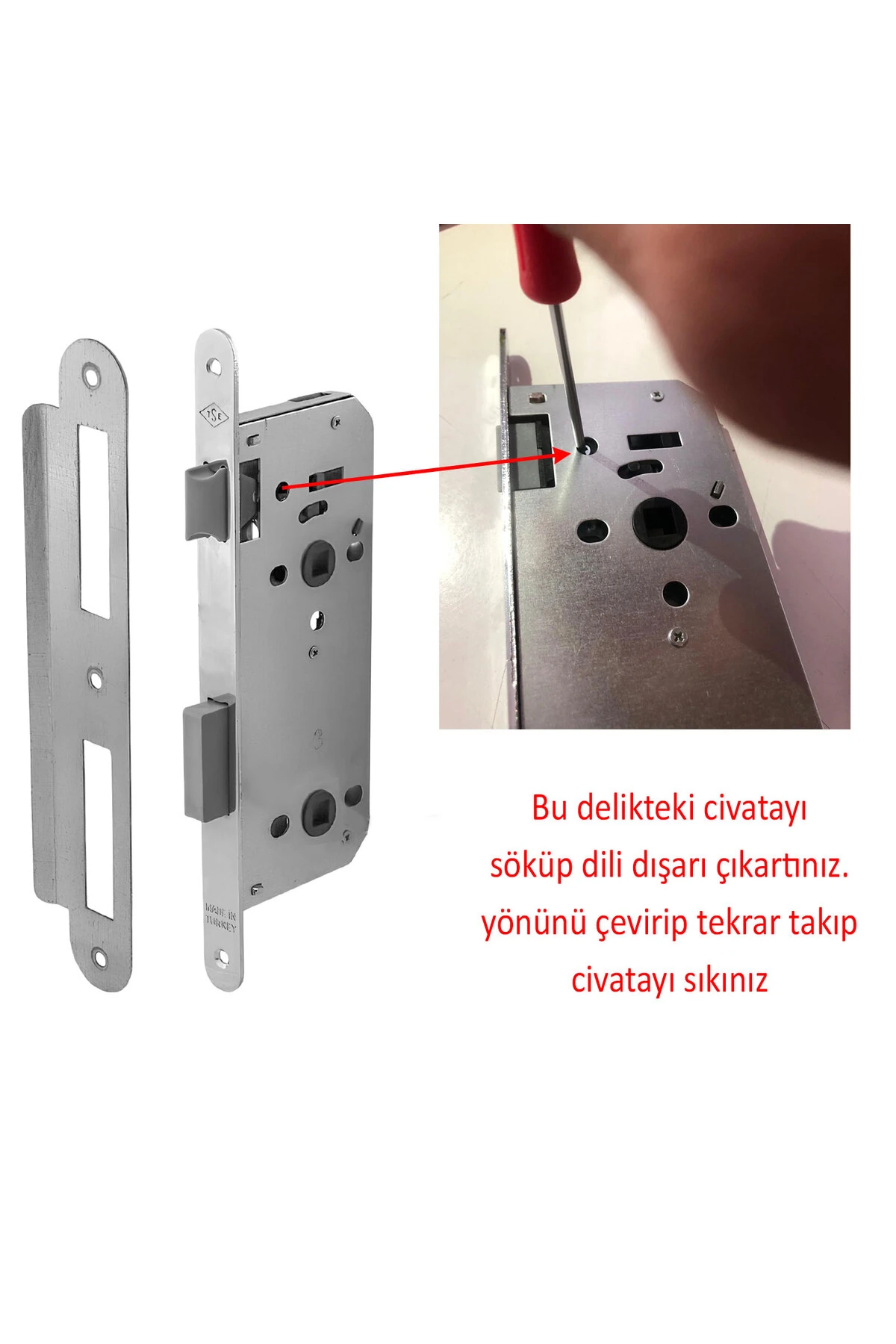 Banyo Wc Sessiz Kapı Gömme Kilidi 45 mm İç Silindirsiz Barelsiz Dayanıklı Metal Kilit Mekanizması