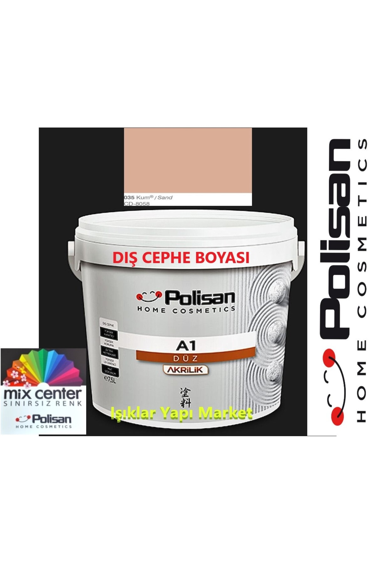 Dış Cephe Boyası-a1 Akrilik Düz-15litre(20KG.)-cd-8058 Kum