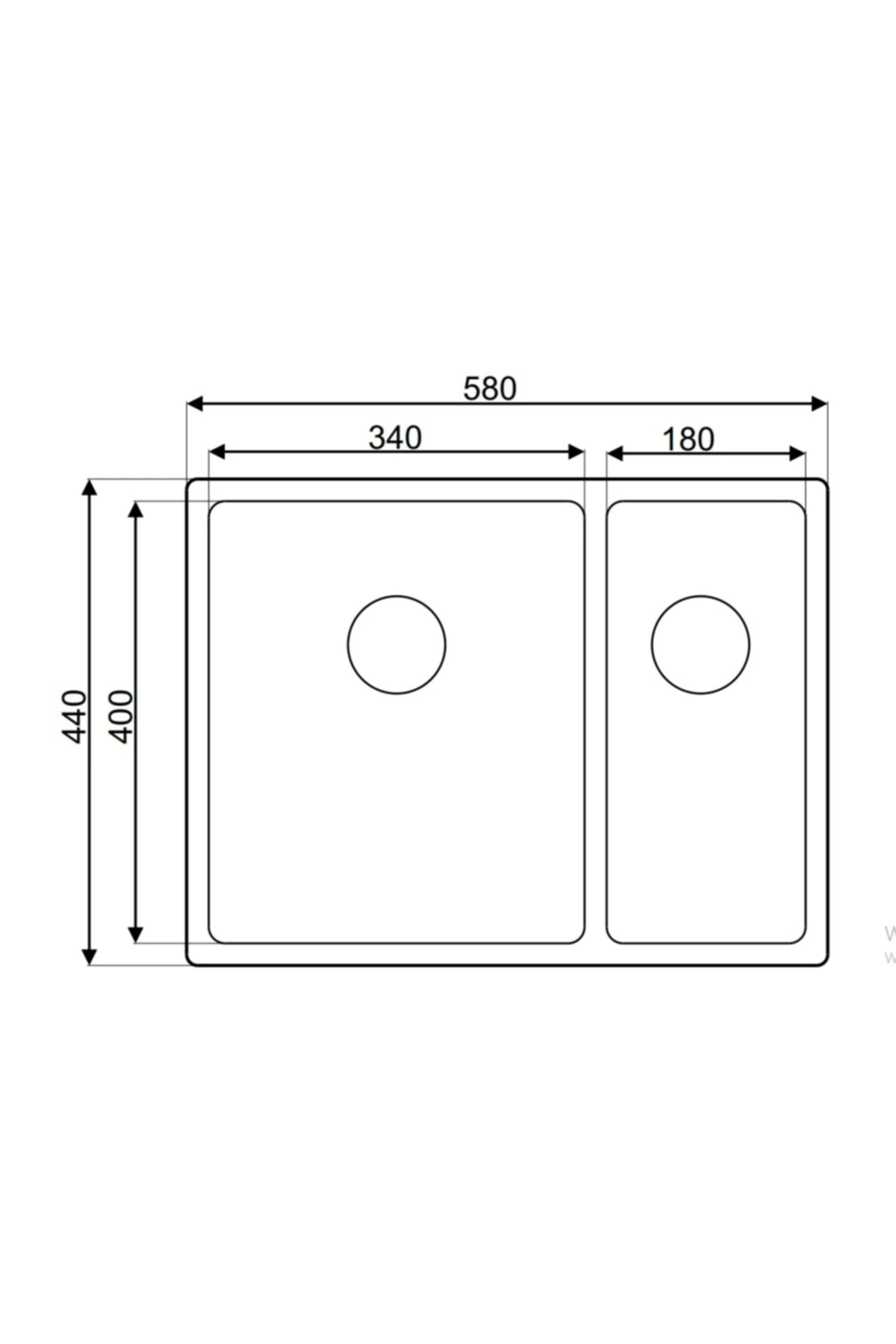 1,5 Göz 44x58 Cm El Yapımı Paslanmaz Çelik Evye