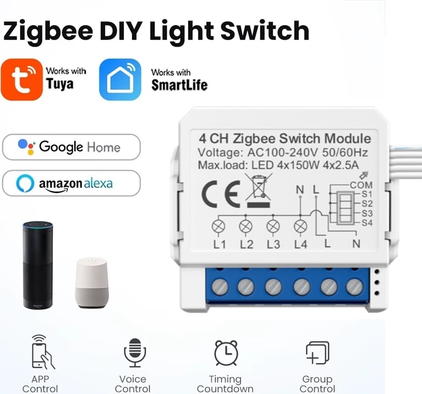 Tuya 4ch Zigbee Anahtar 4 Kanal Zigbee Röle