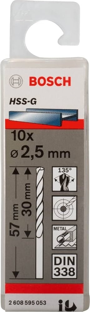 Hss-G 2,5 mm 10'lu Taşlanmış Metal Matkap Ucu
