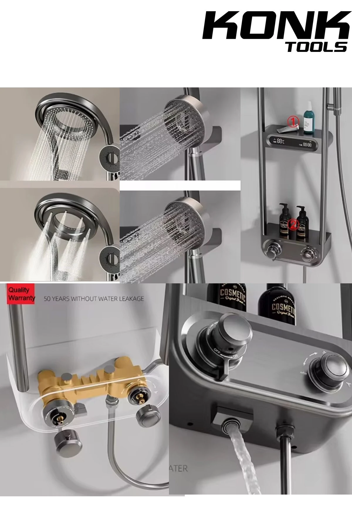 Dijital LED Ekranlı Robot Duş Seti Lüks Şelale ve Yağmur Duş Sistemi