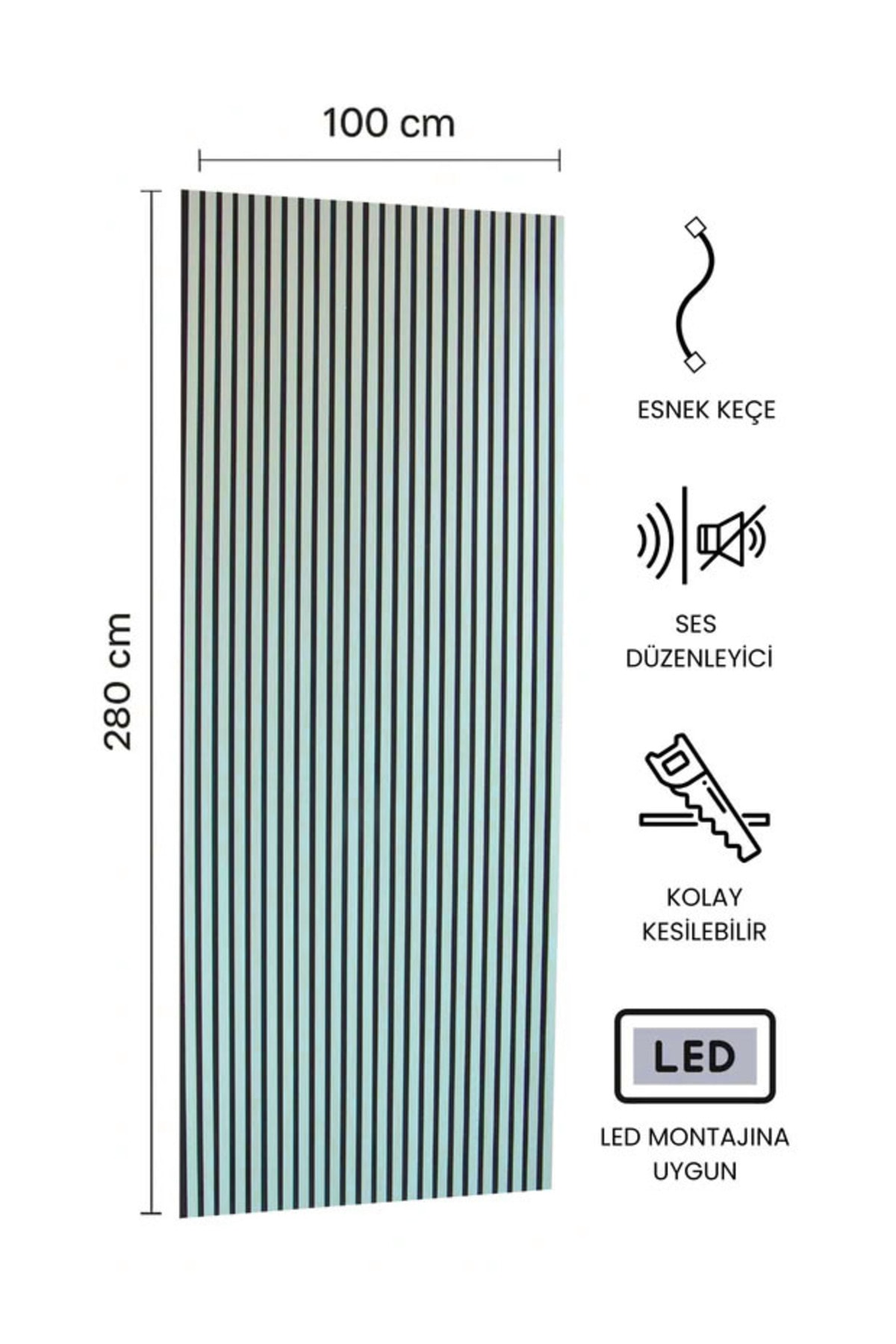 Akustik Duvar Paneli Su Yeşili 100 x 280 CM 400 GR Keçe