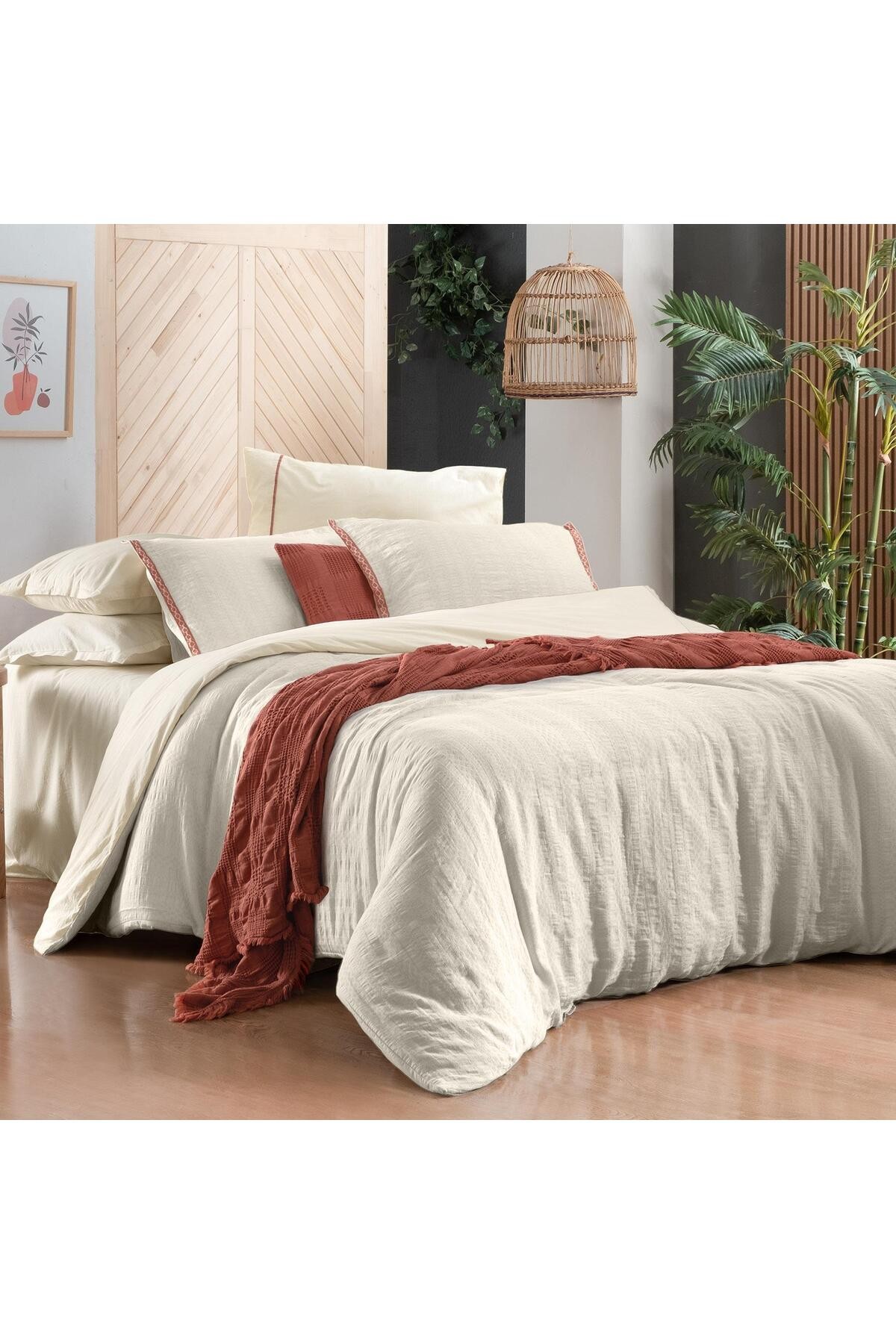 Palencia Ekru Tek Kişilik %100 Pamuk Mood Comfort Nevresim Takımı
