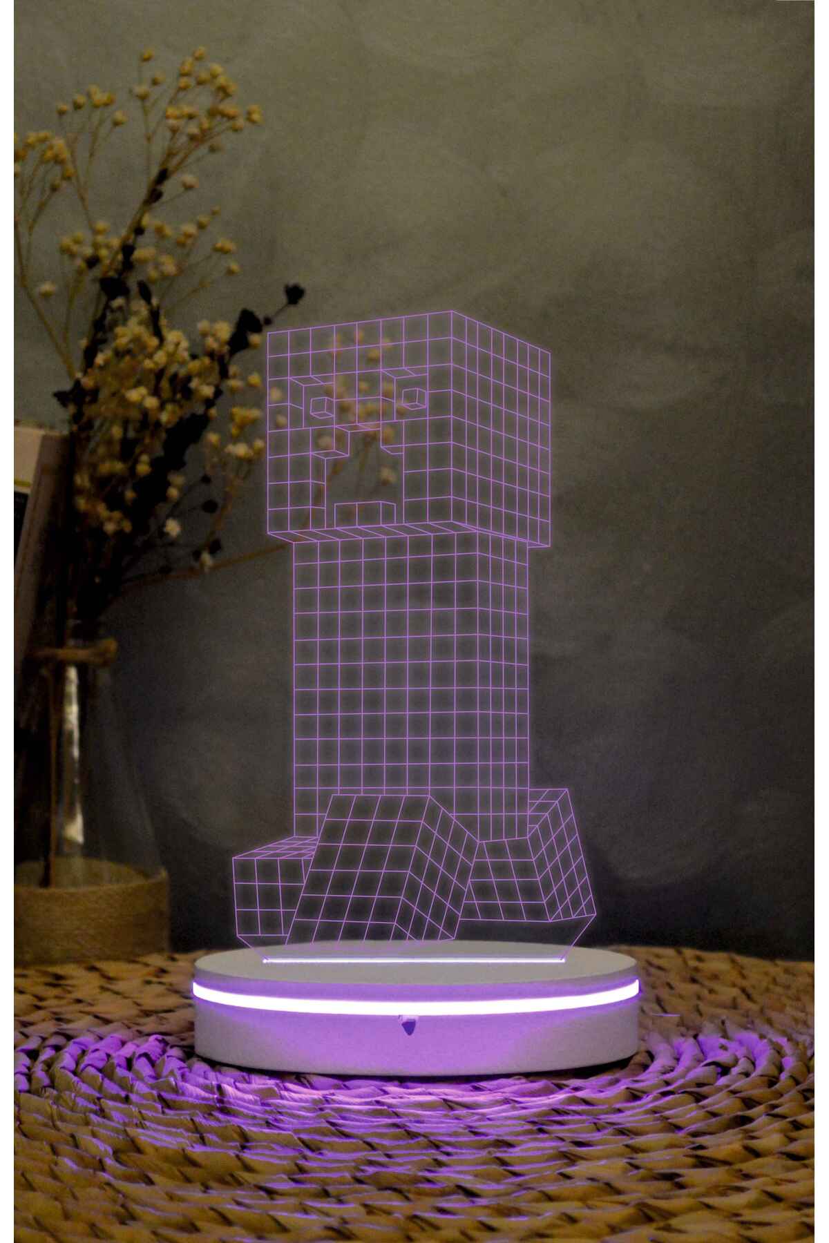 Creeper , Minecraft - 3 boyutlu led lamba 16 renk dekoratif anime gece lambası 3D