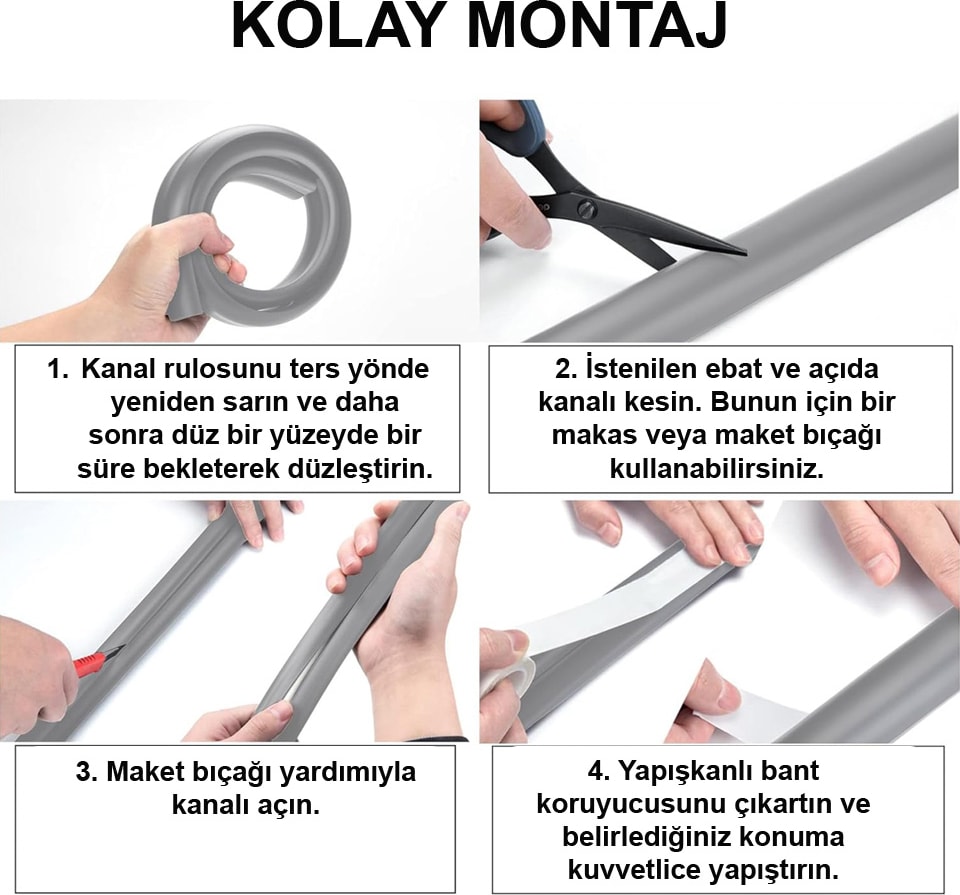 Esnek Kablo Kanalı Gri / GT-KK04