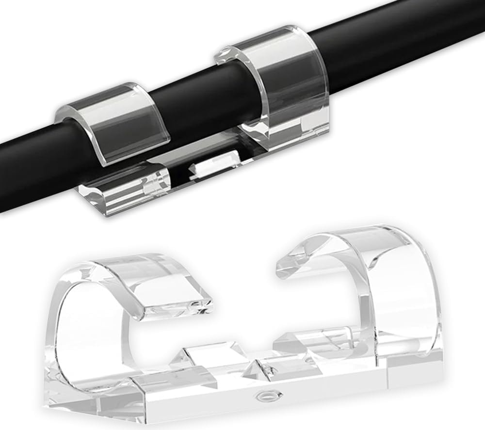 Kablo Klipsi Paketi, 20 Adet Yapışkanlı Kablo Tutucu Klips, Yapıştırıcı Akrilik Ile, Çalışma Masası, Güç Kablosu, USB Şarj Kablosu, Şarj Kablosu Vb. İçin Güvenli Altlık, Şeffaf